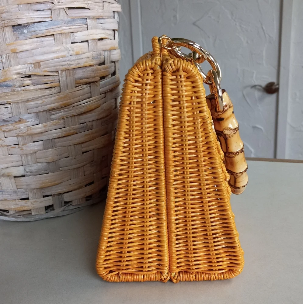 Serpui Brand, Paola Bird Palm Tree Wicker Top-Handle Bag MSRP $560 FREE SHIPPING